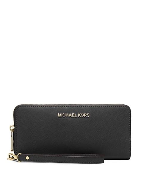 michael kors leather continental wristlet black|Michael Kors wristlets.